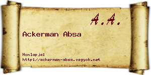 Ackerman Absa névjegykártya